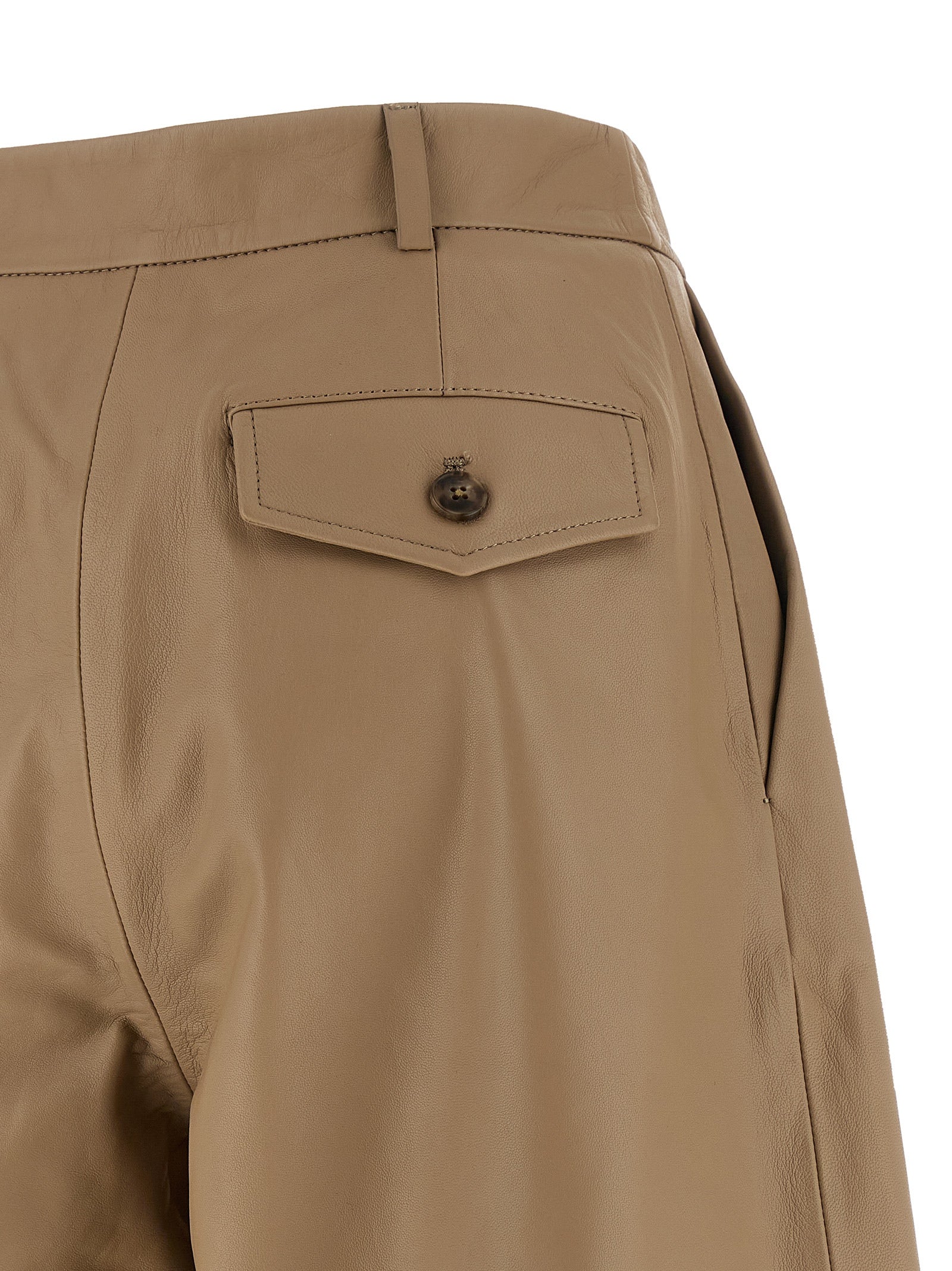 Tassel bermuda shorts Beige Lamb Leather (ovis Aries) Bermuda