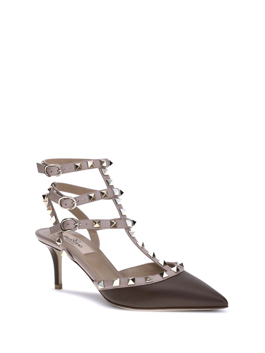 Ankle Strap Rockstud Pumps Light Coffee Coffee/powder Calf Leather