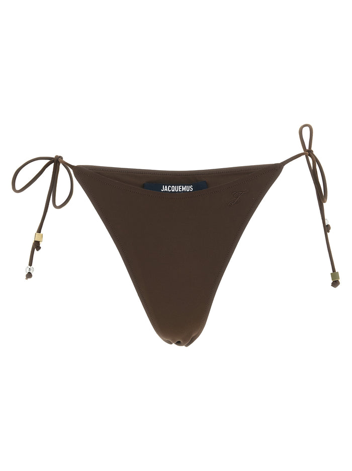 Le Bas De Plage Triangle Bikini Briefs Brown Polyamide Beachwear