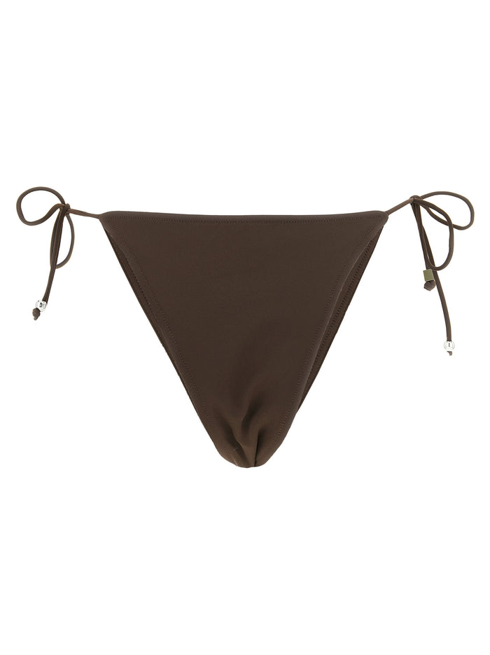 Le Bas De Plage Triangle Bikini Briefs Brown Polyamide Beachwear