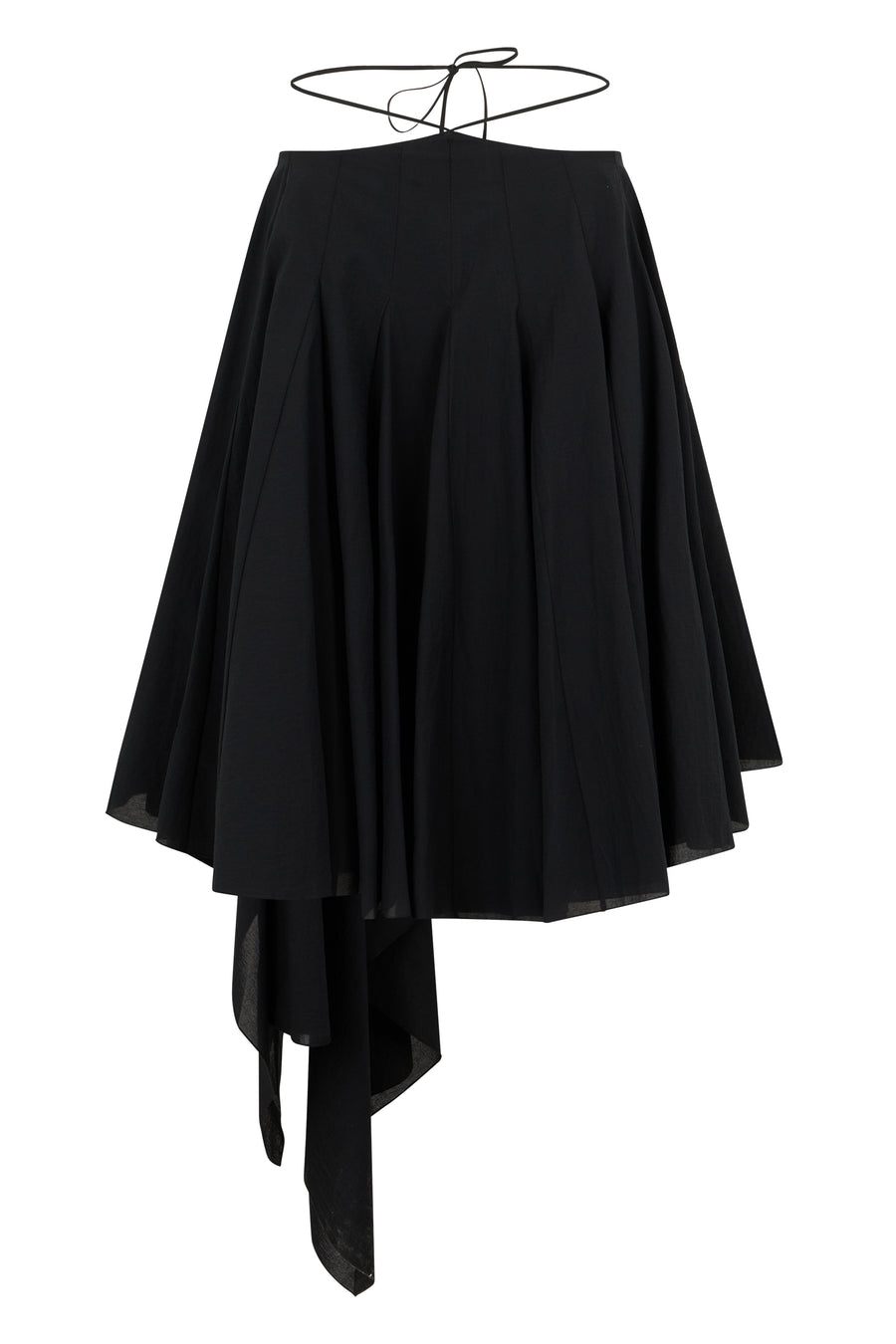 Short Ruffle Dress Black Cotton-Blend