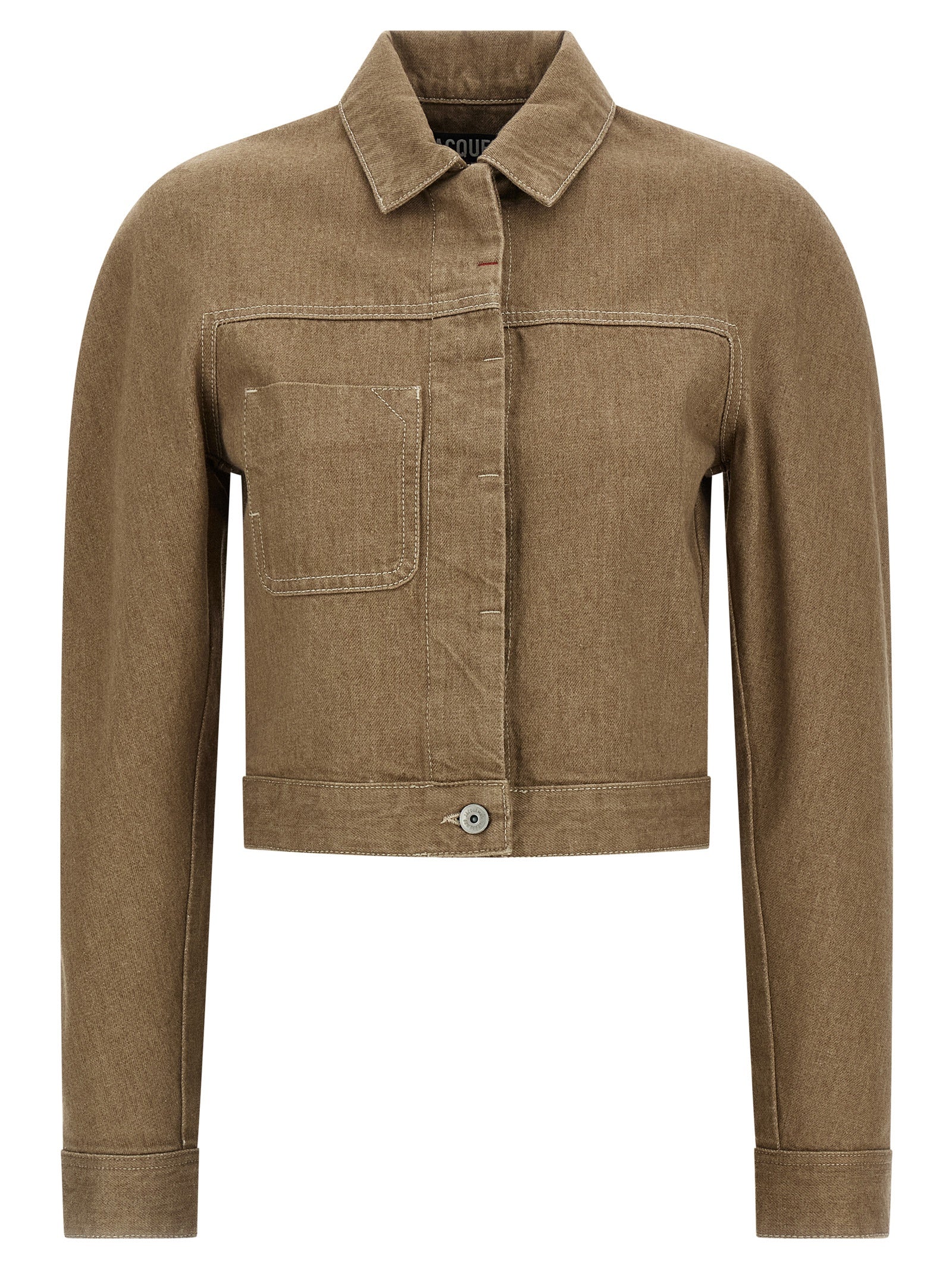 La veste ovalo cargo jacket Beige Cotton Down Jacket, Parka, Casual
