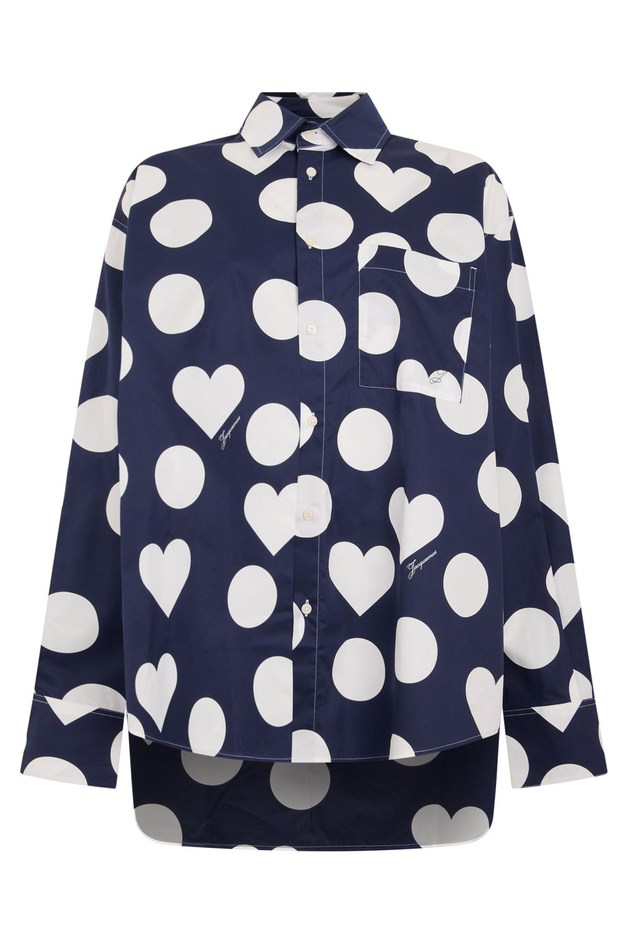 Long-Sleeved Shirt Navy-White Navy/white Cotton