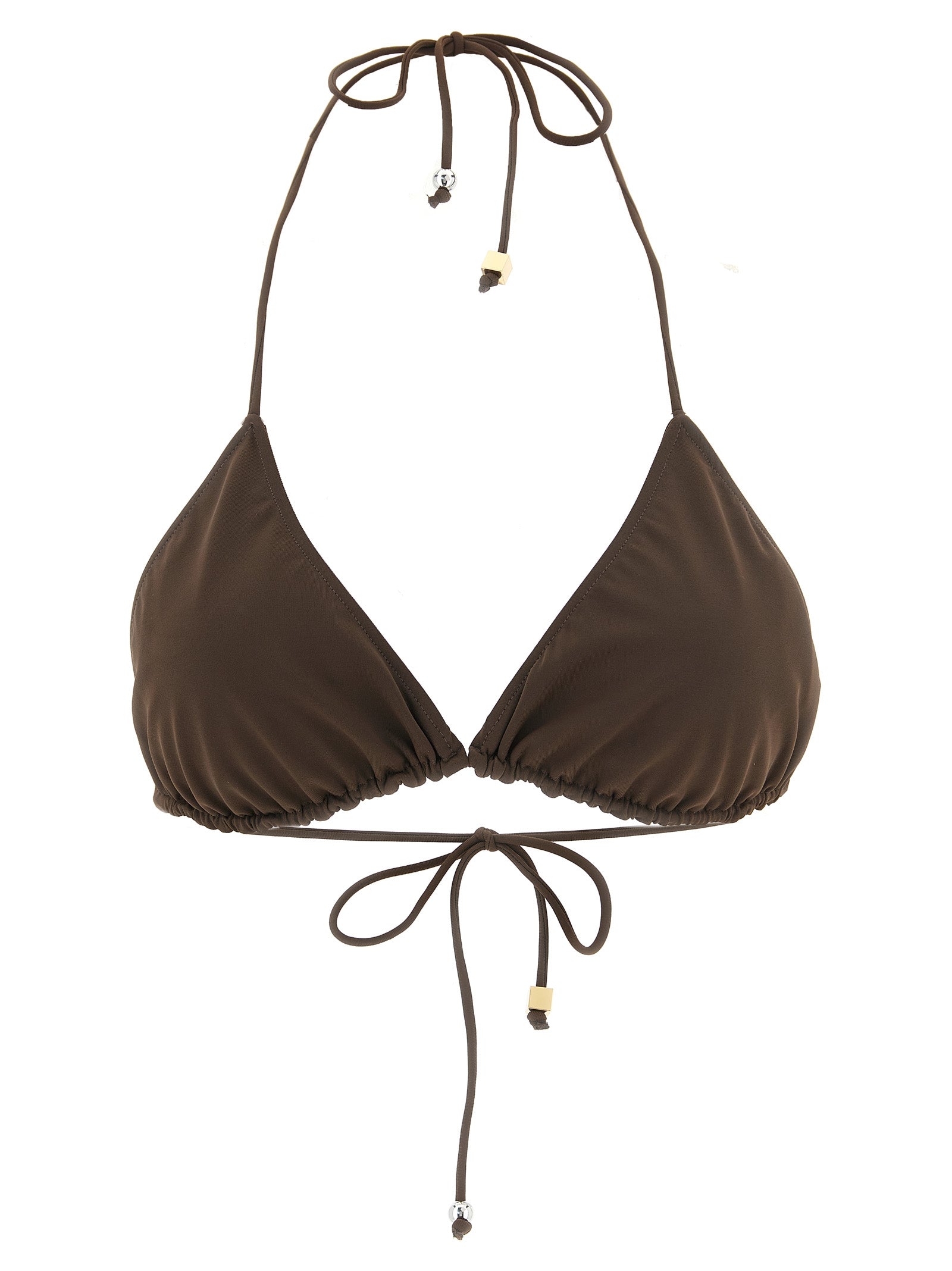 Le Haut De Plage Triangle Bikini Top Brown Polyamide Beachwear