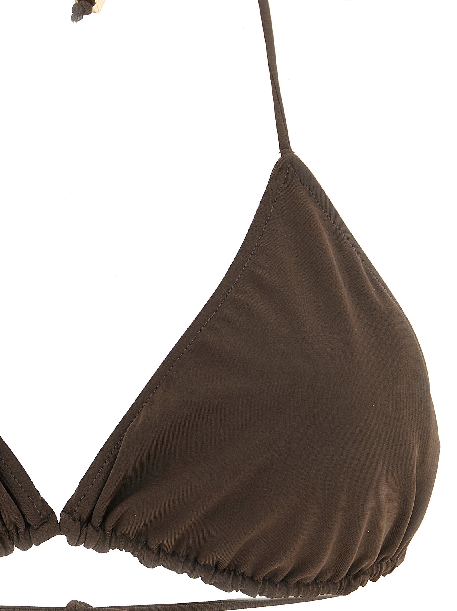 Le Haut De Plage Triangle Bikini Top Brown Polyamide Beachwear