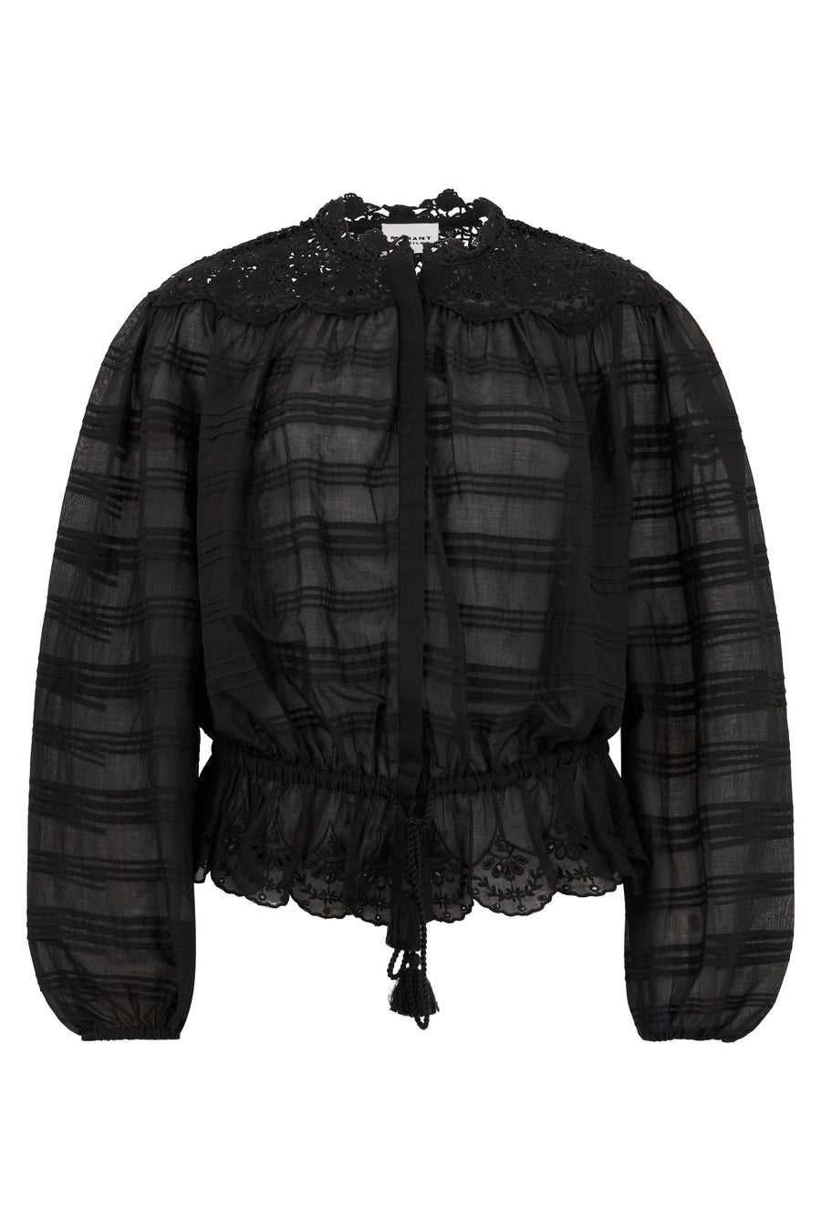 Blouse Long Sleeves Black Cotton Blouses