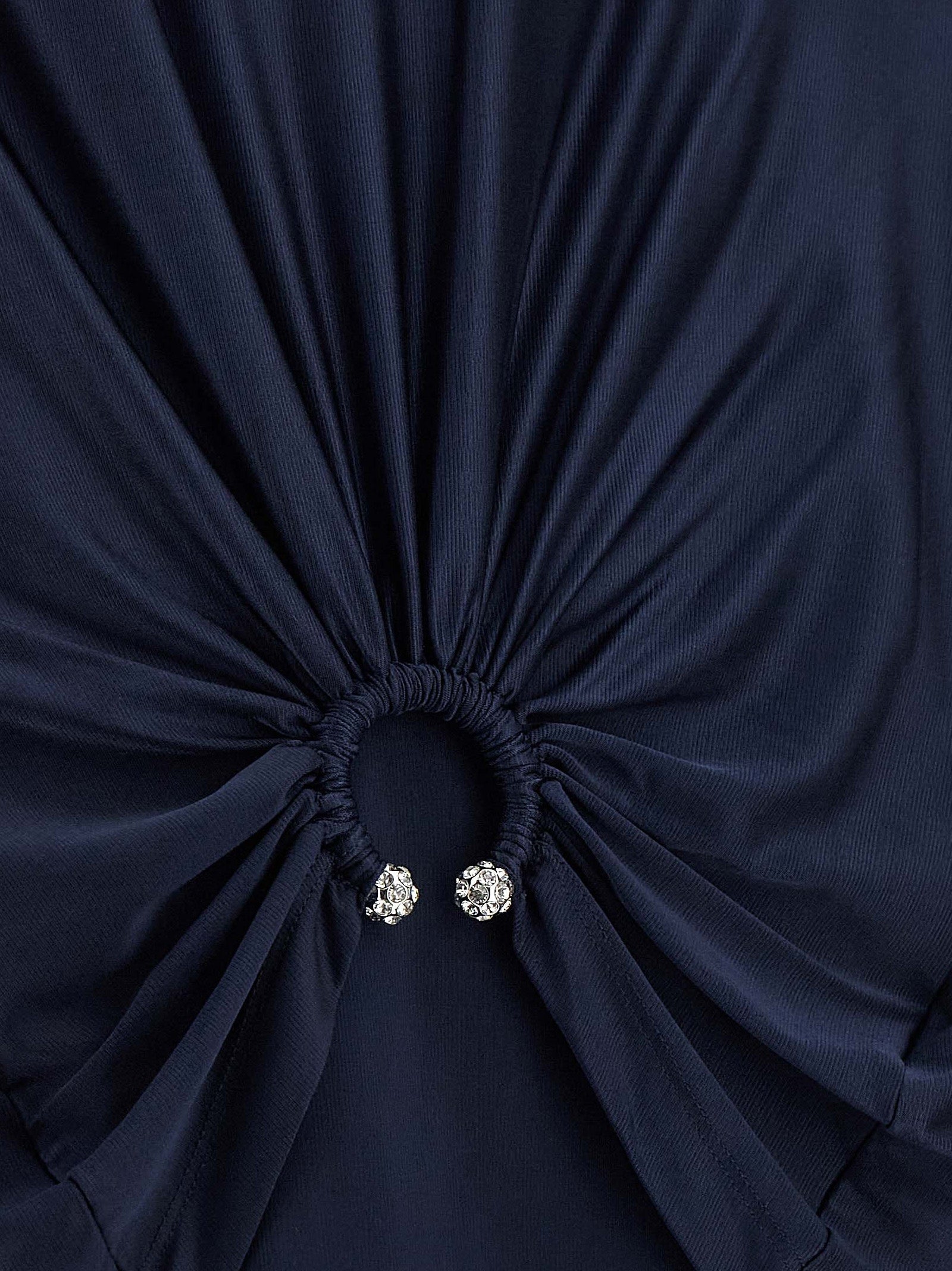 Piercing Detail top Blue Viscose Tops
