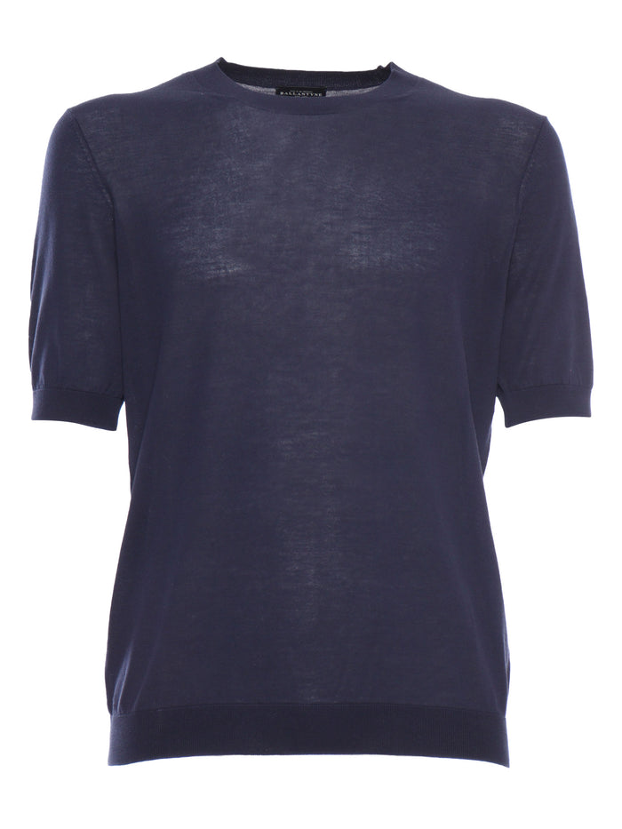 Blue knit t-shirt Cotton Short Sleeves