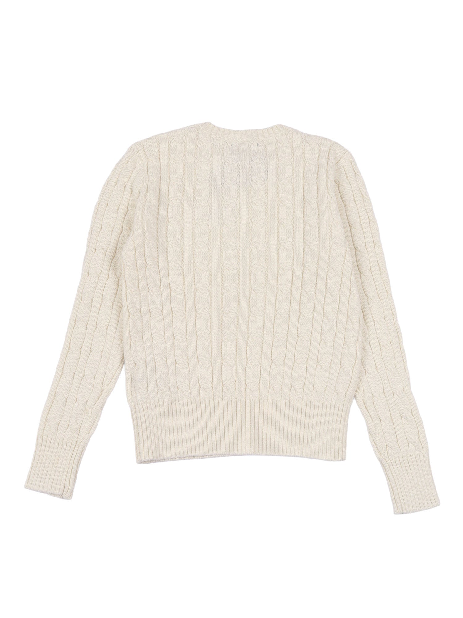 CABLE CN-SWEATER-PULLOVER White Cotton Crewneck