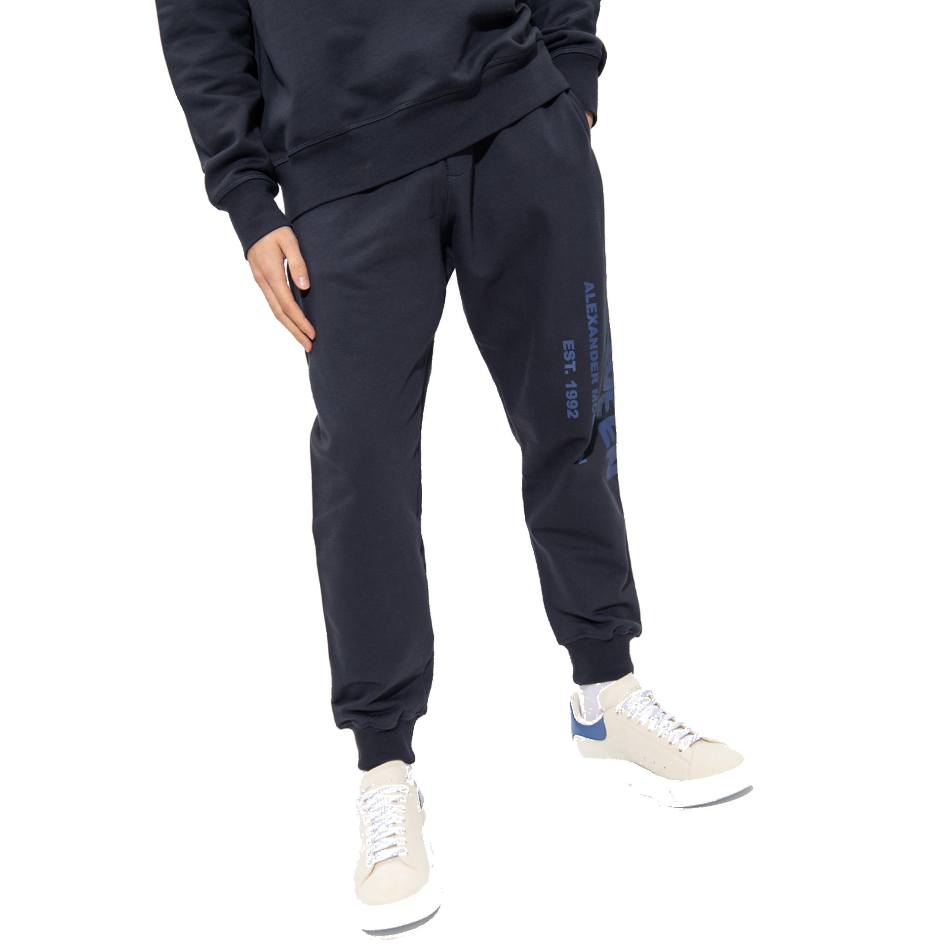 Alexander Mcqueen Cotton Logo Sweatpants Blue