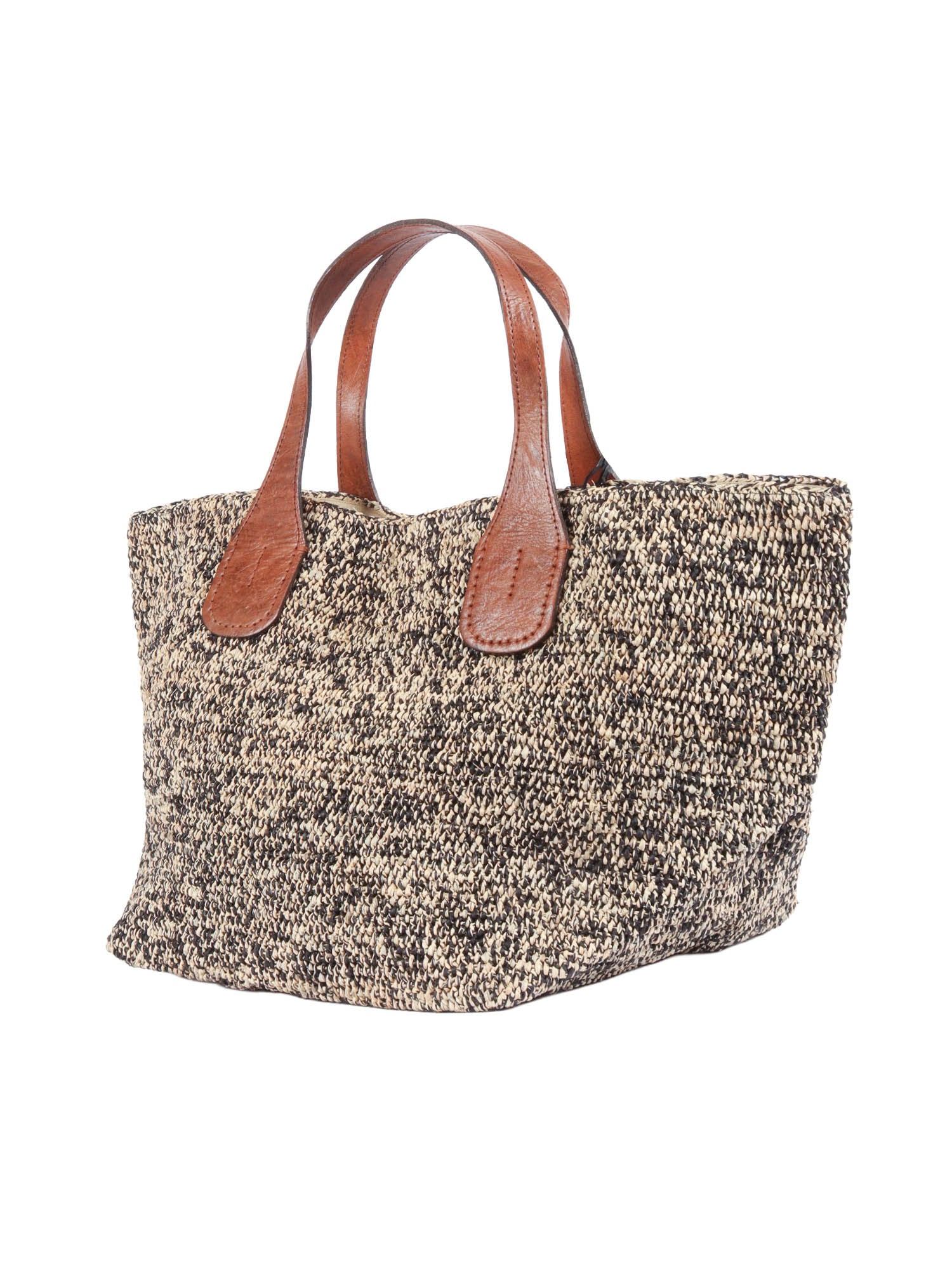 Bag - Tokyo Ii Tiga Beige Raphia Fabric 2 Leather