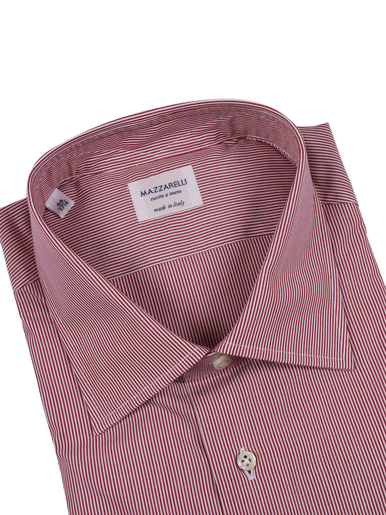 Striped Cotton Slim Fit Shirt Red