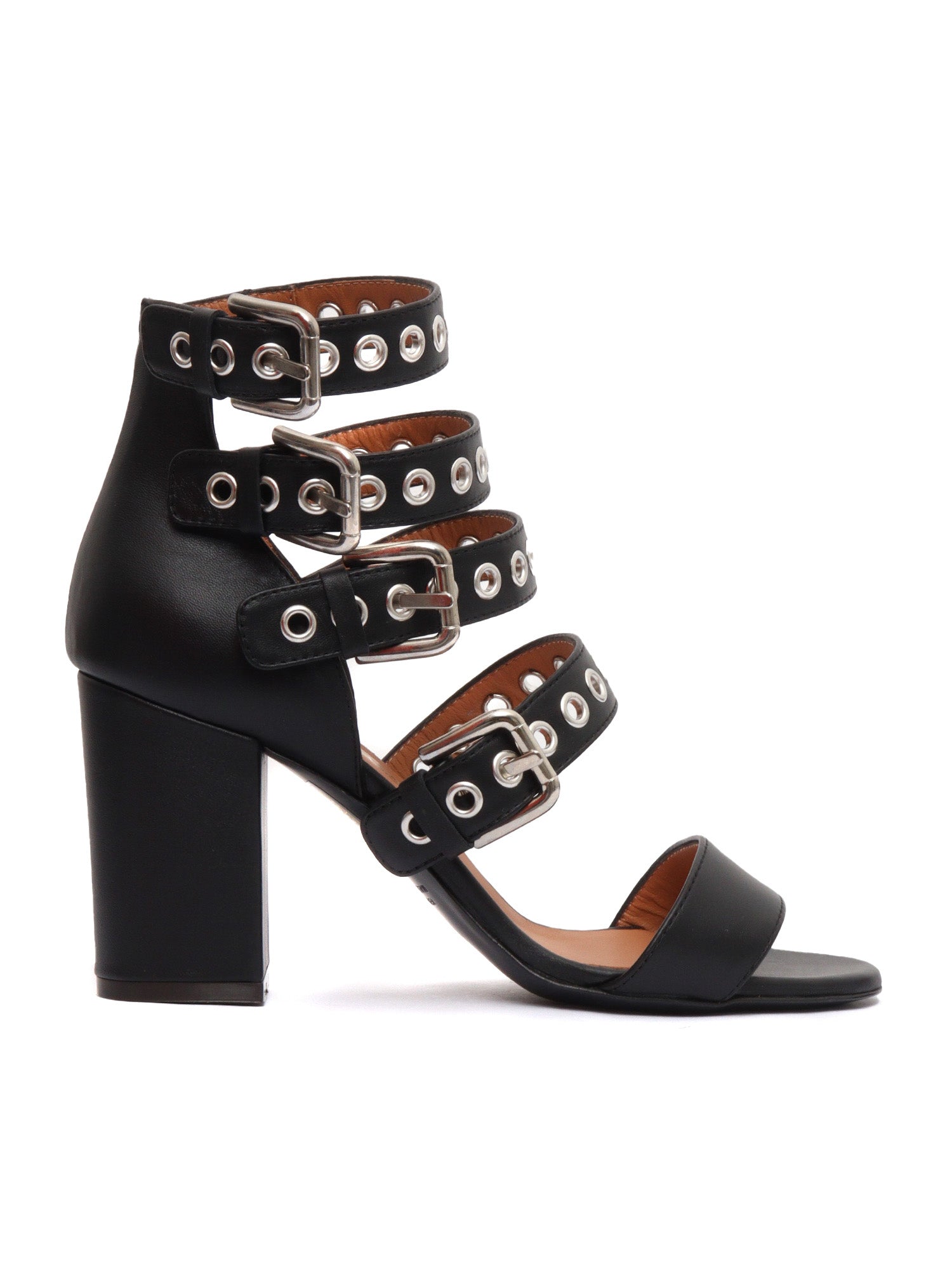 SANDALS WITH 4 STRAPS Black Leather Sole In