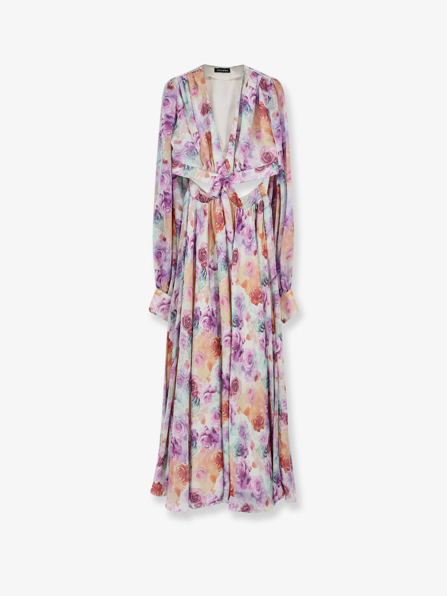 Long Dress Multicolour Floral Print Polyester
