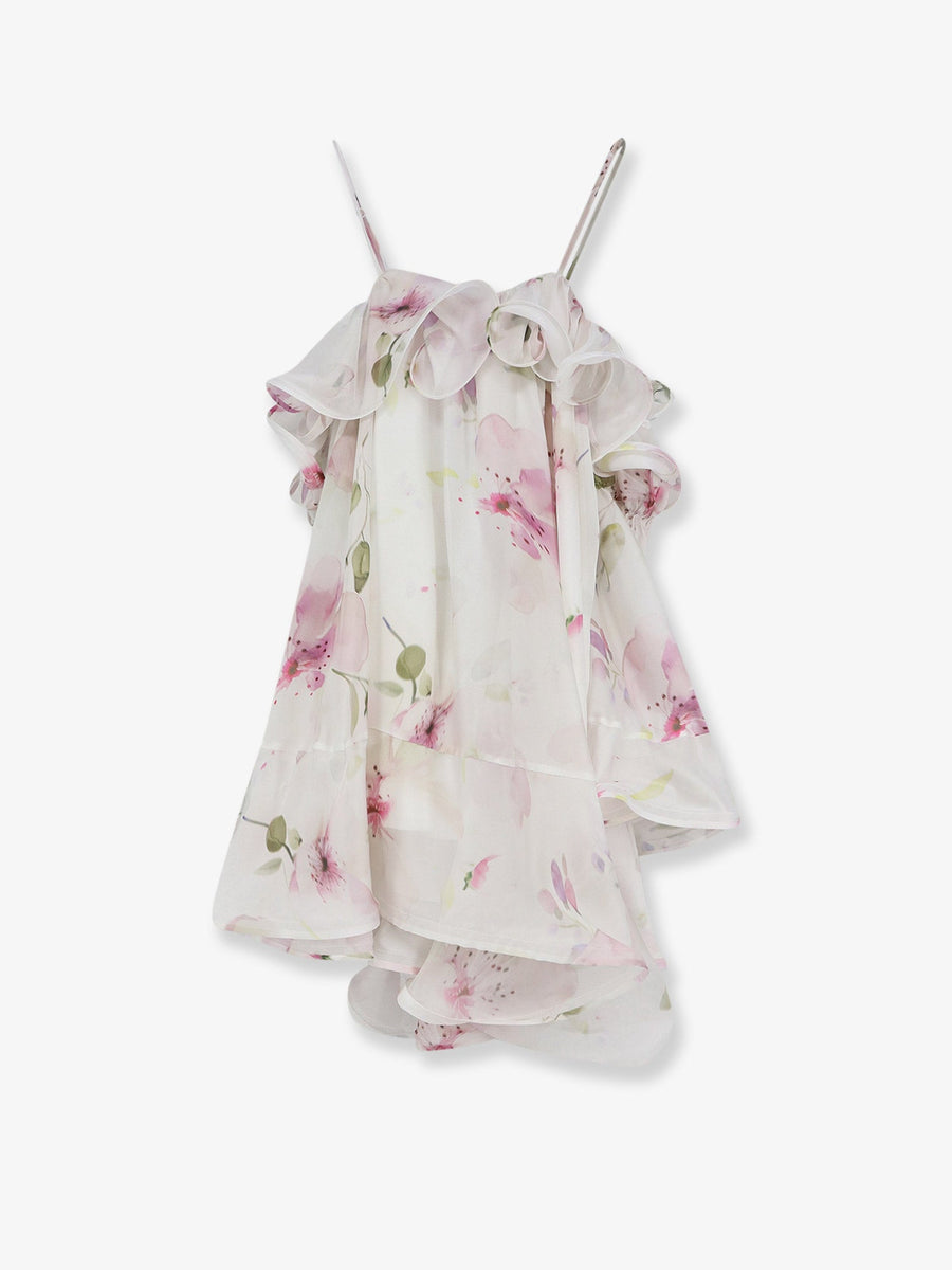 Mini Satin Dress — White Polyester
