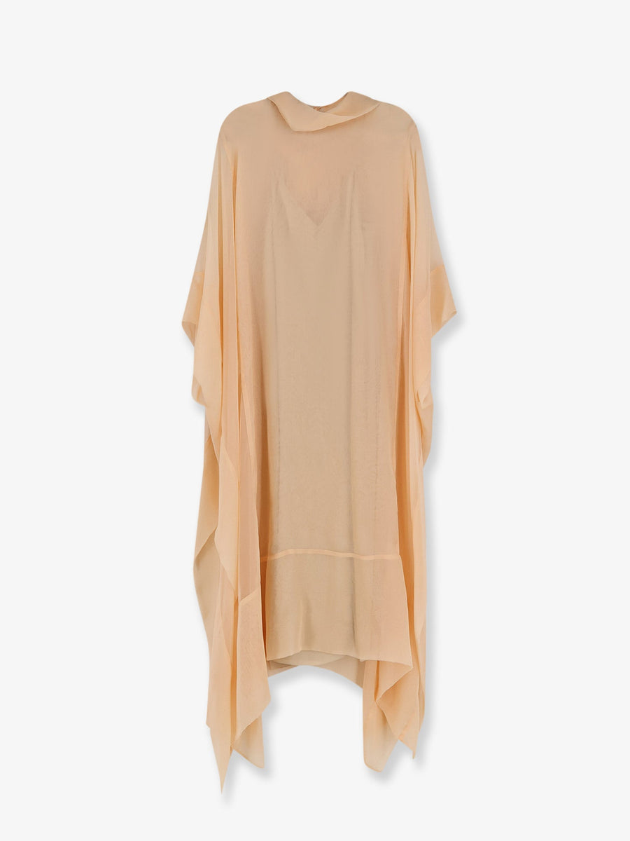 Chiffon Dress With Silk Band - Orange