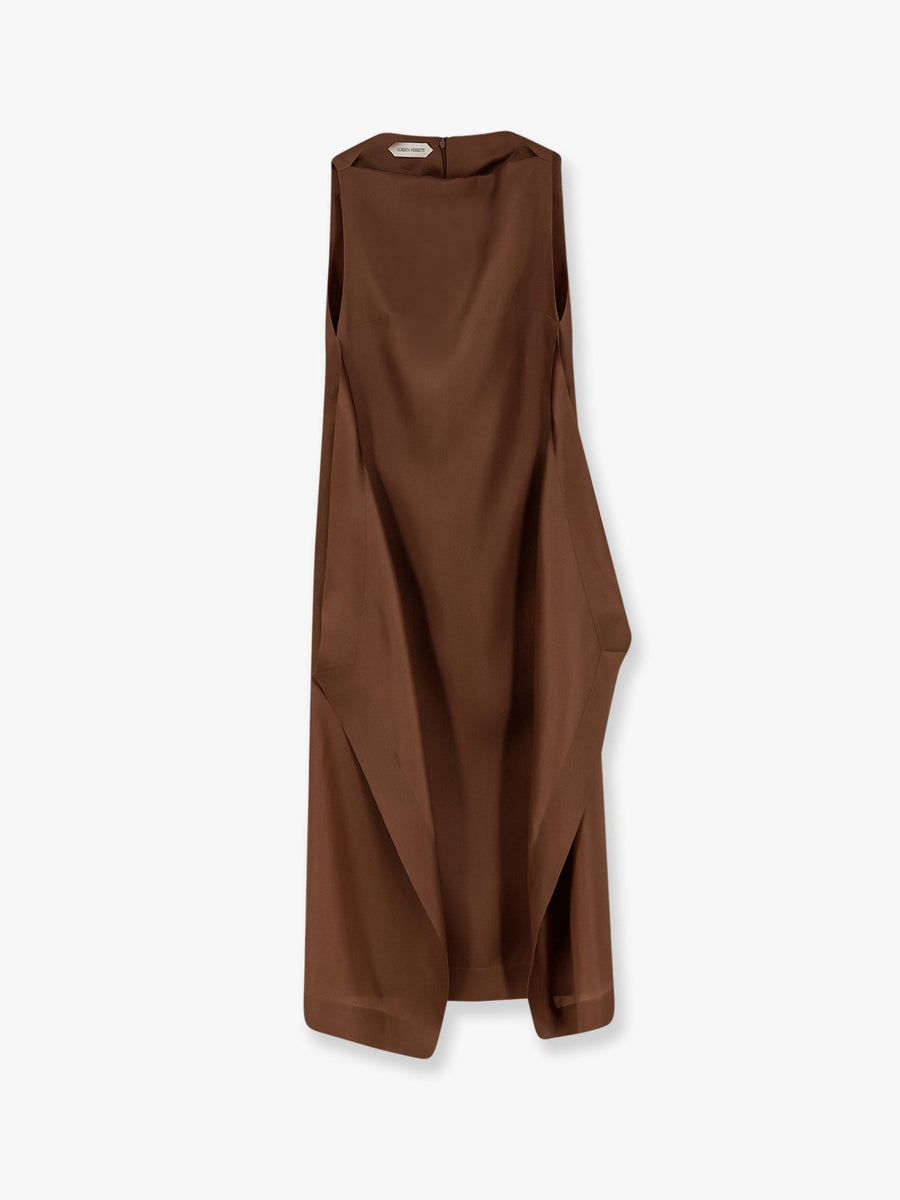 Long Silk Dress Brown