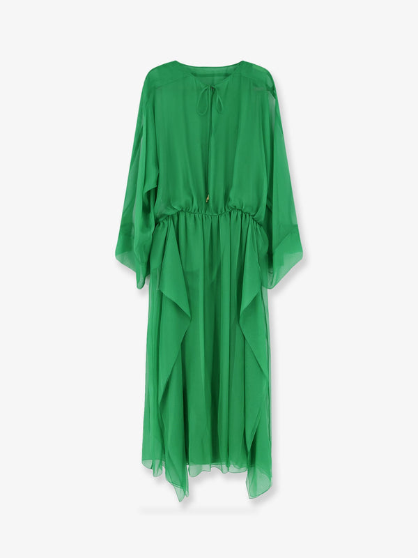 Long Silk Dress Green
