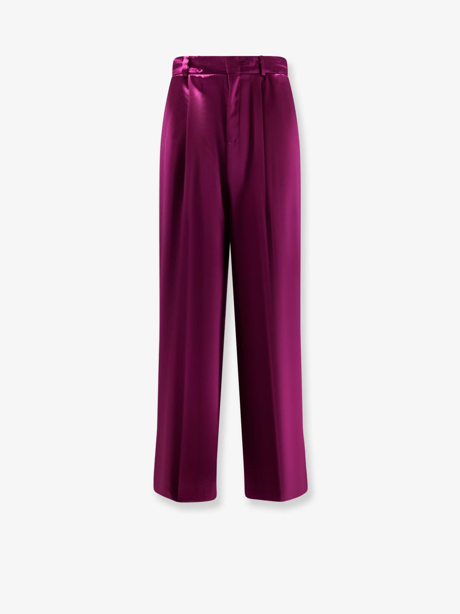 Satin Trousers With Pinces Purple Viscosa