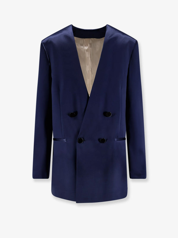 Blazer Satin Blue Viscose Blazers