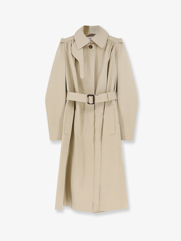 Trench Coat With Puff Sleeves Beige Cotton & Raincoats