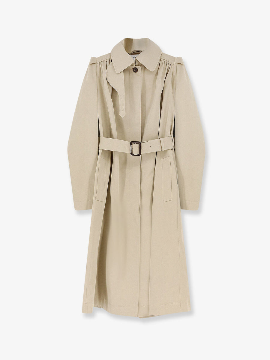 Trench Coat With Puff Sleeves Beige Cotton & Raincoats