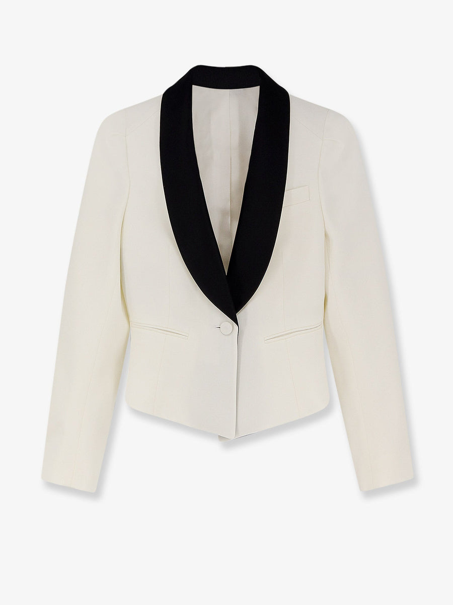 Wool Blazer With Satin Lapel White Blazers