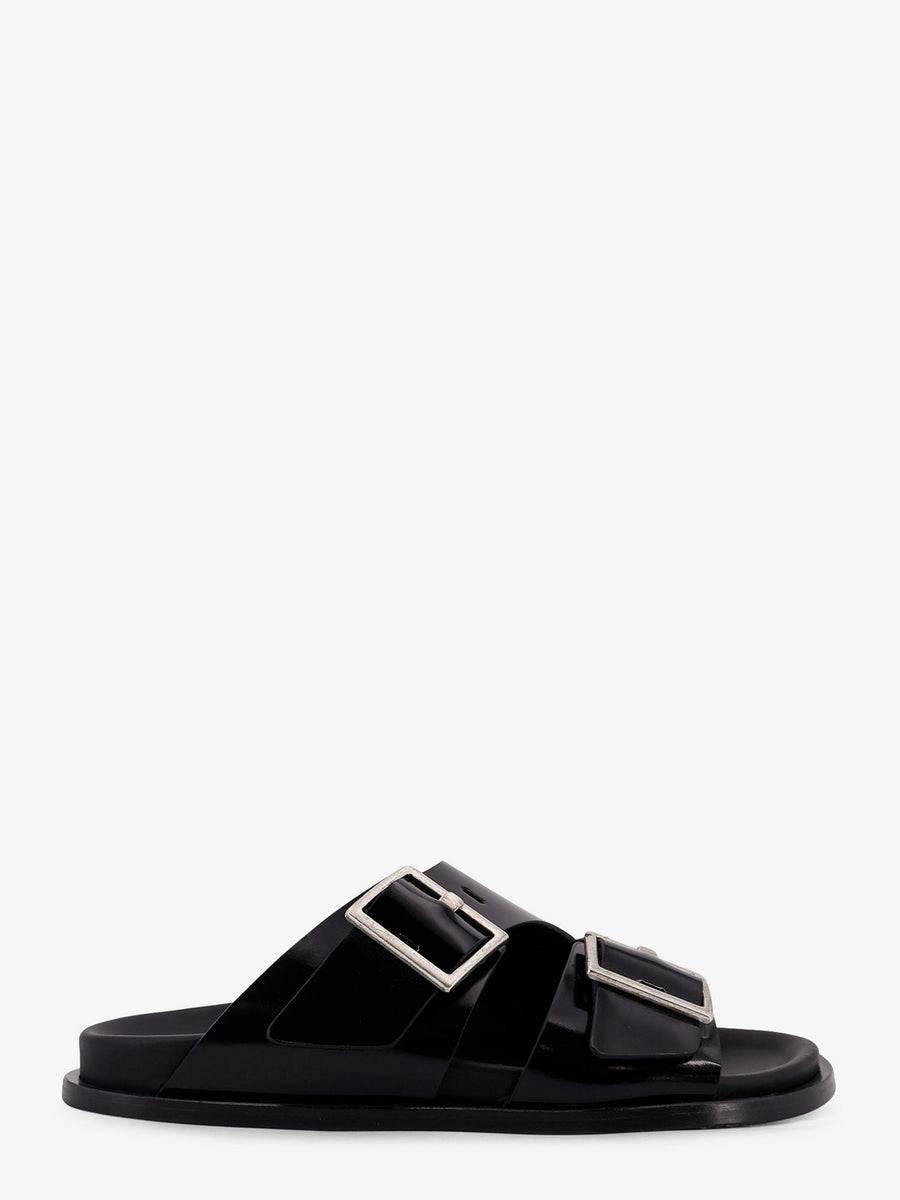Low Leather Sandals Black
