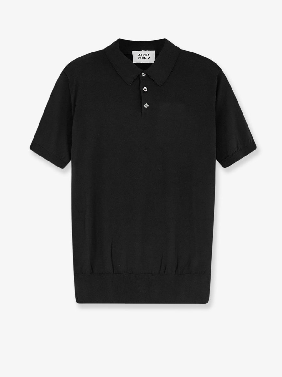 Polo Shirt Black Cotton-Silk