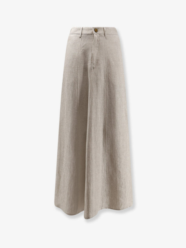 Skirt Flared Linen Beige