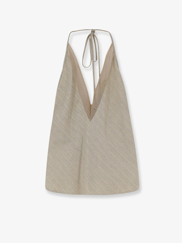 Top V-Neck Viscose-Linen Beige T-shirts & Jerseys