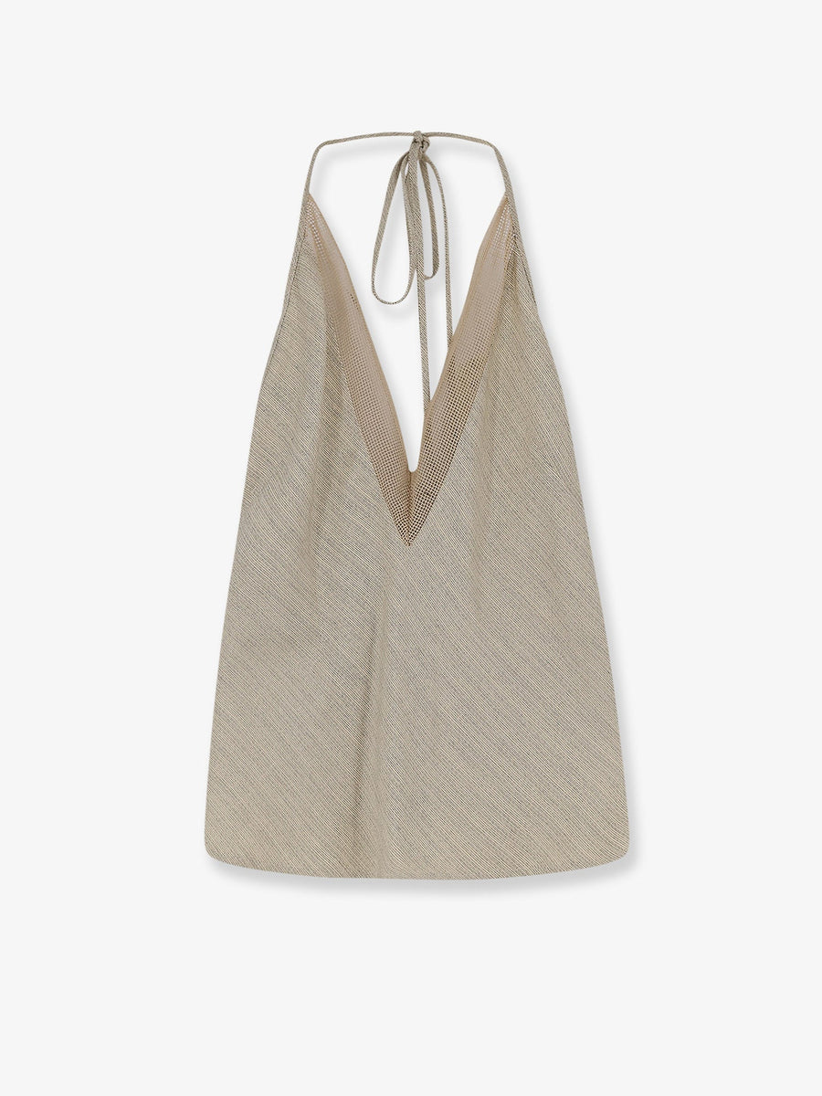 Top V-Neck Viscose-Linen Beige T-shirts & Jerseys