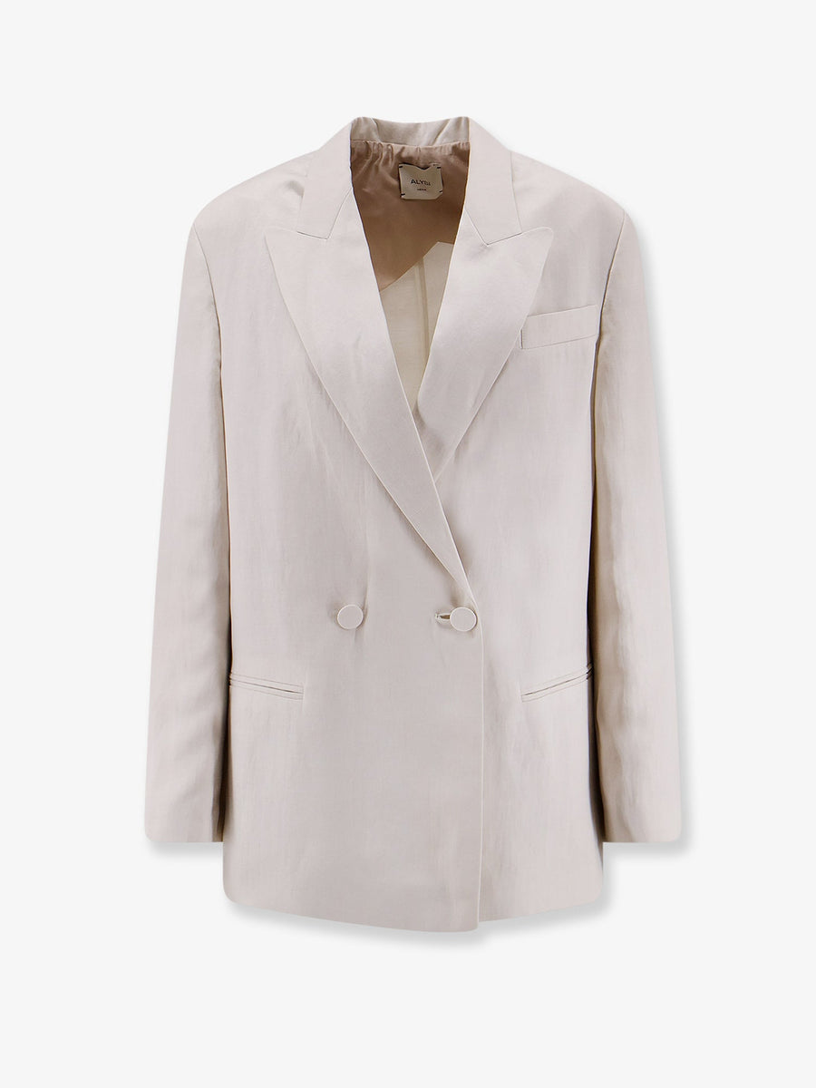 Blazer Lyocell-Linen Double-Breasted White Lyocell Linen Blazers