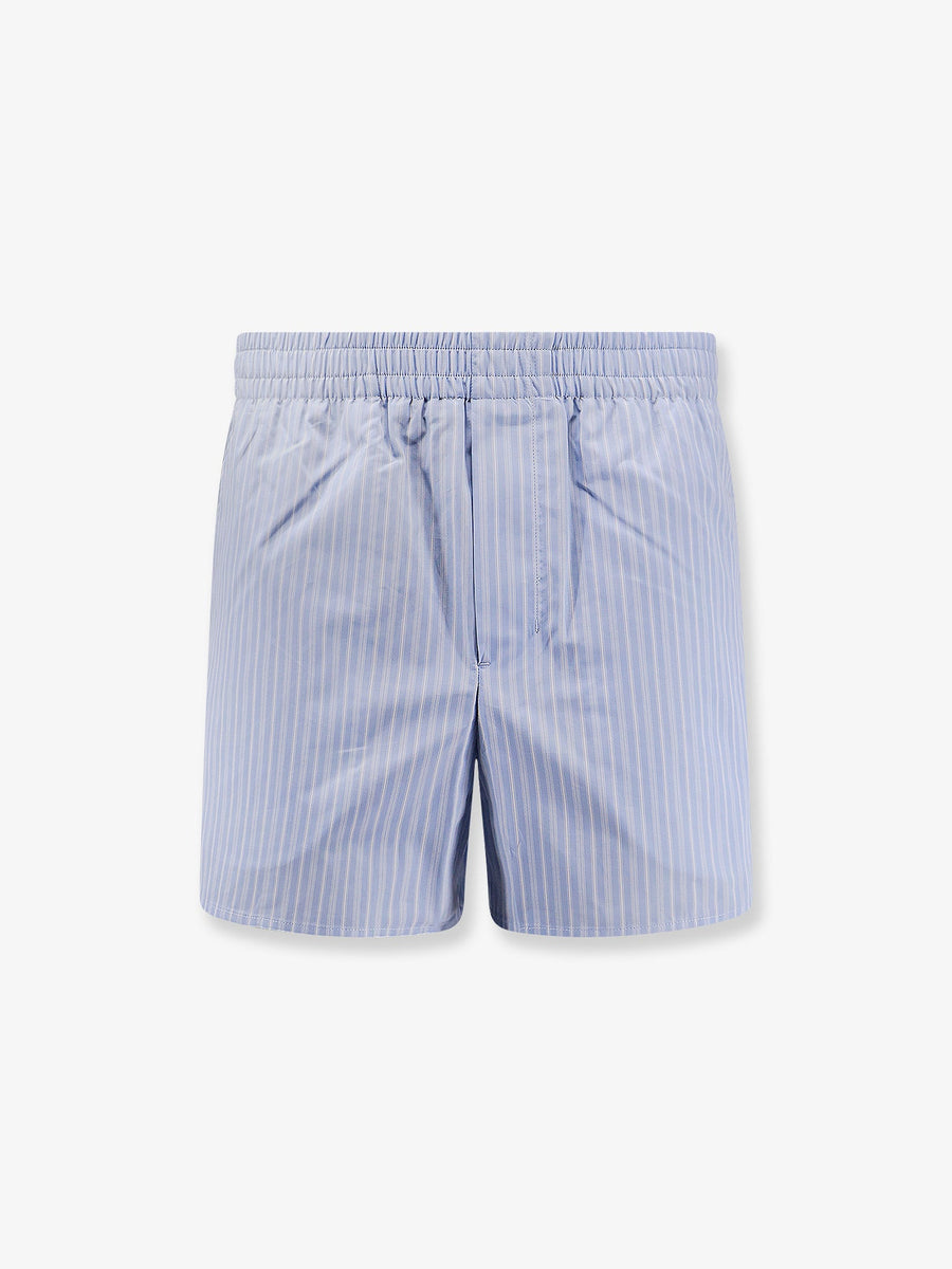 Cotton Bermuda Shorts With Striped Pattern Blue
