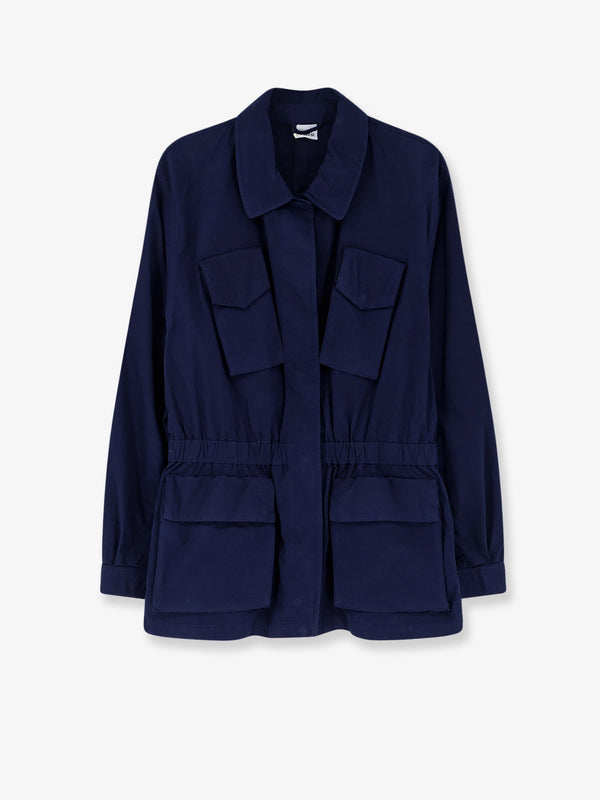 Cotton Jacket With Lived Effect Blue