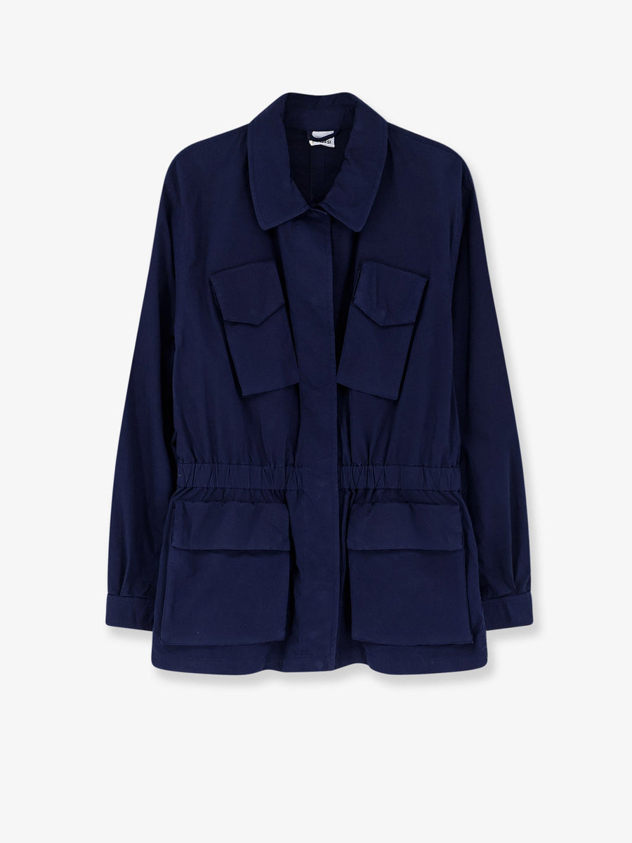 Cotton Jacket With Lived Effect Blue