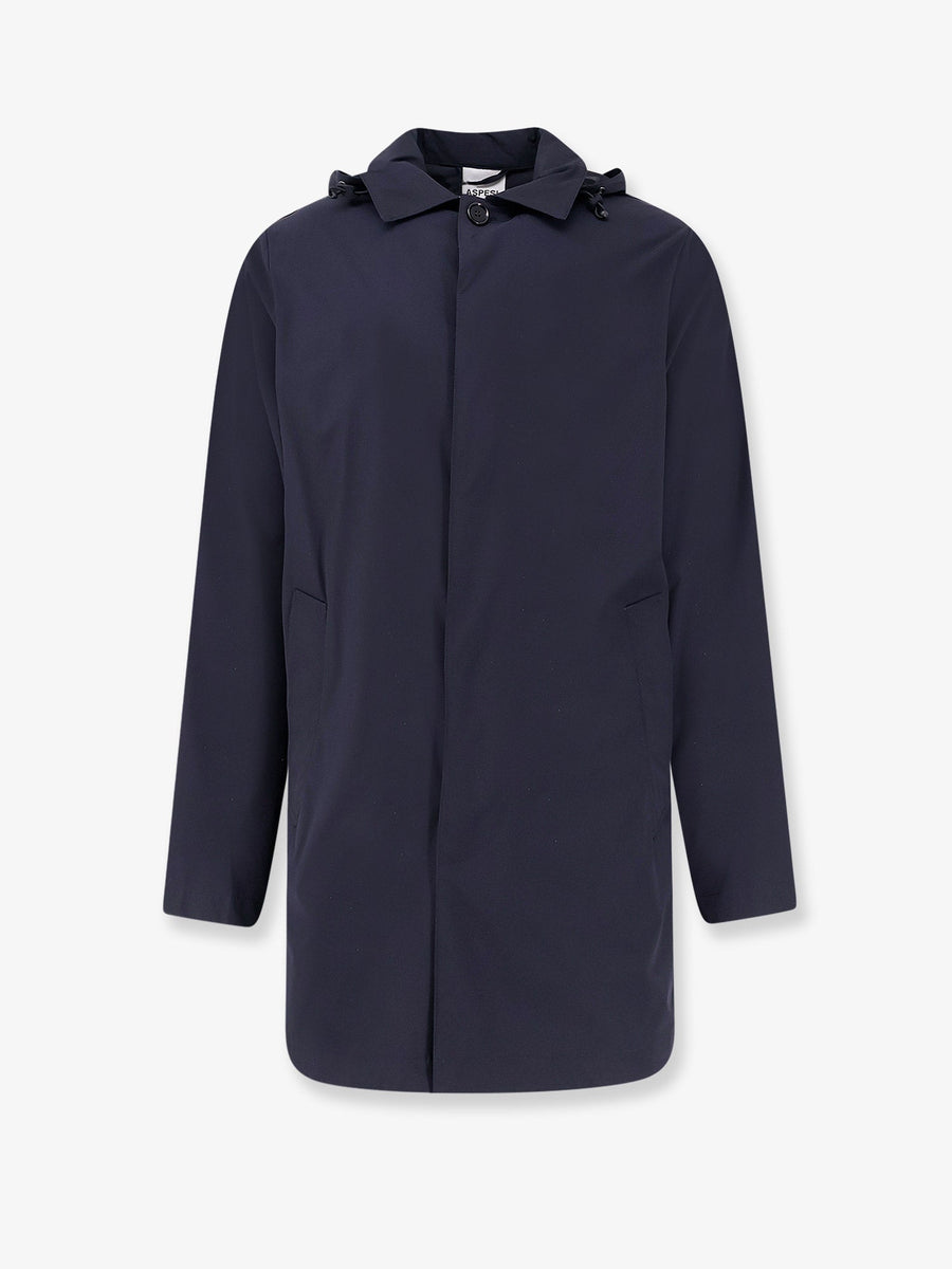 Hooded Waterproof Jacket Blue Polyamide