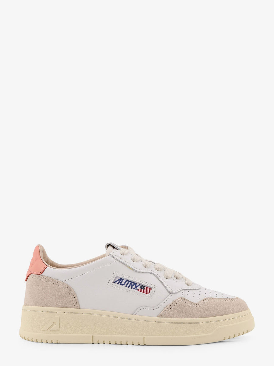 Leather Sneakers With Side Logo White Trainers