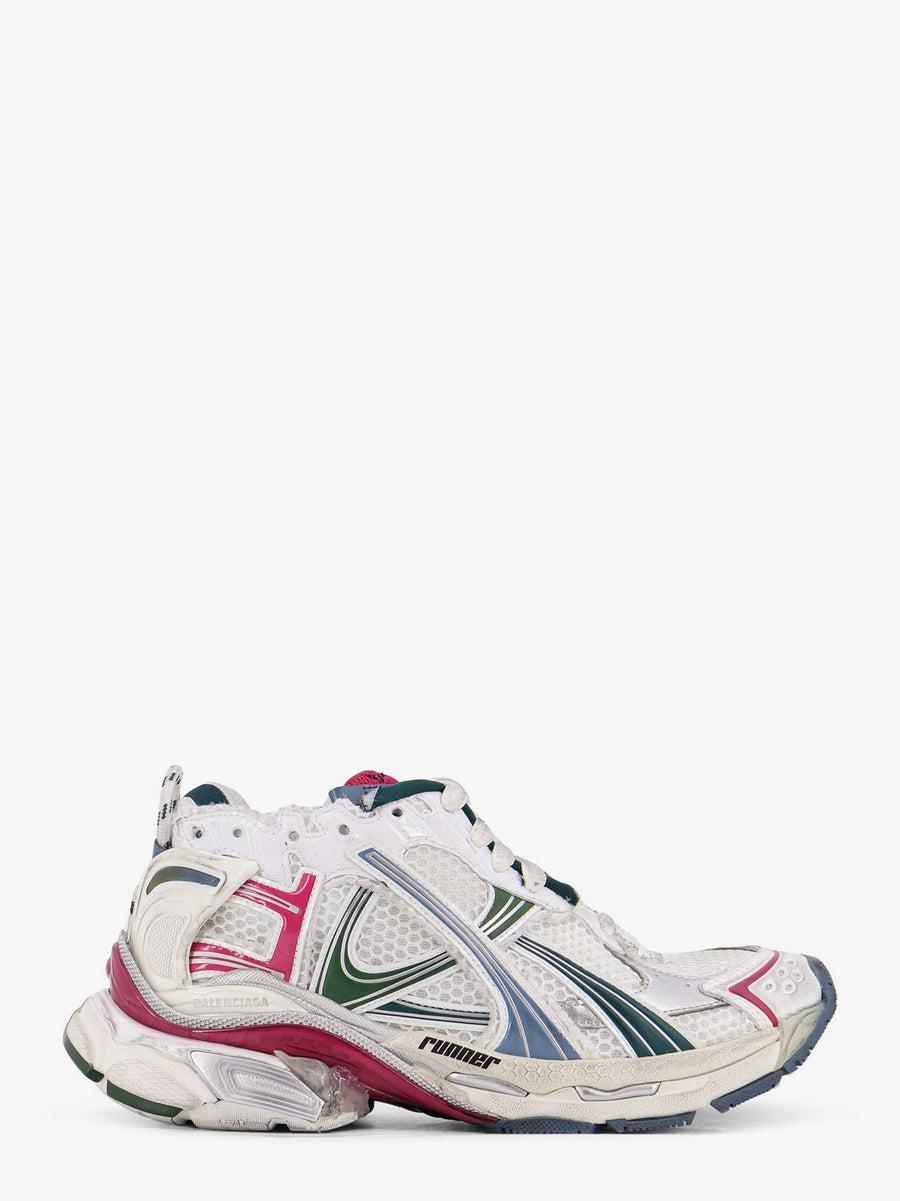 Low-Top Mesh Sneakers White Polyester Trainers