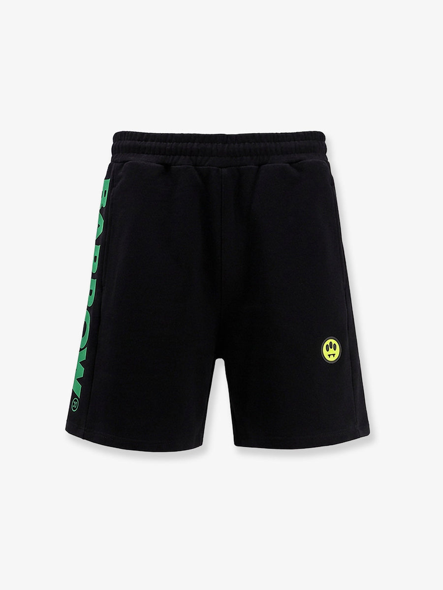 Elastic Waist Cotton Bermuda Shorts Black