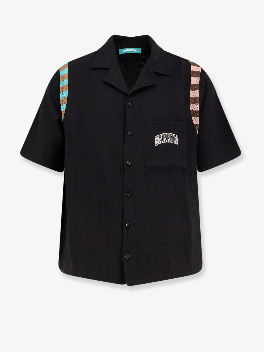 Viscose Blend Shirt With Logo Print Black