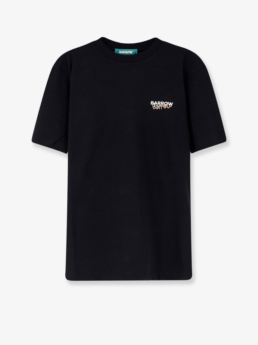 Cotton T-Shirt With Frontal Logo Print Black T-shirts