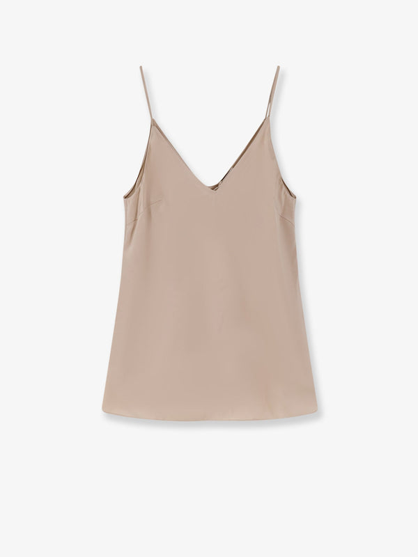 Stretch Silk Top Beige T-shirts & Jerseys