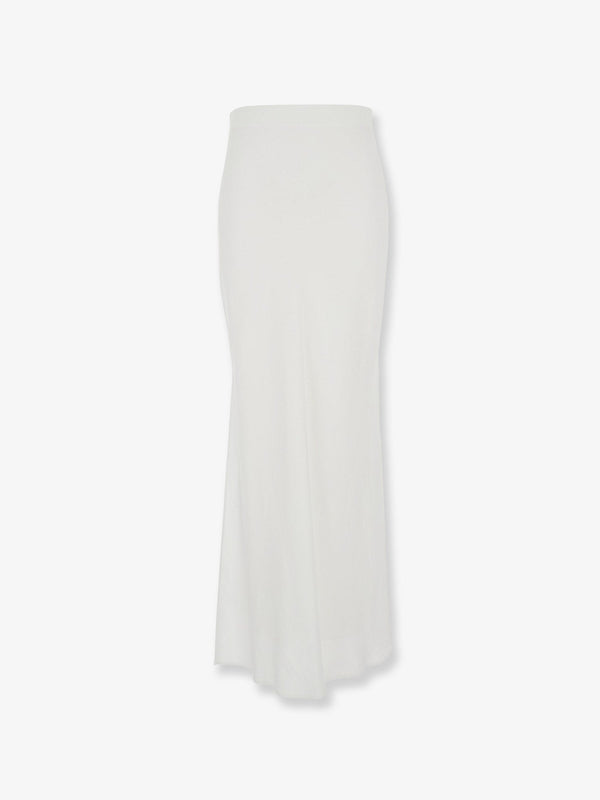 Long Satin Skirt White Acetate