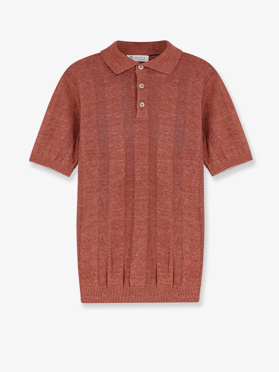 Polo Shirt Linen-Cotton Red