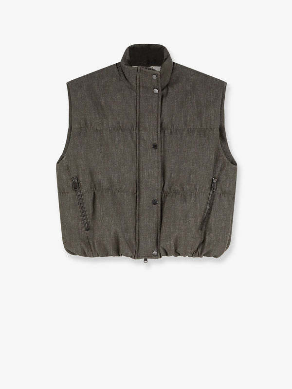 Down Jacket Twill-Denim Green Cotton