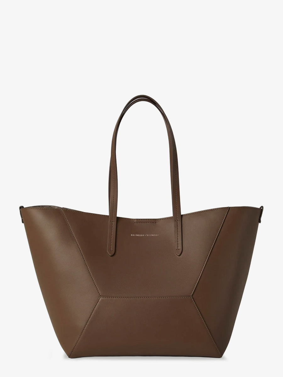 Bc Duo Hammered Leather Handbag Brown Handbags