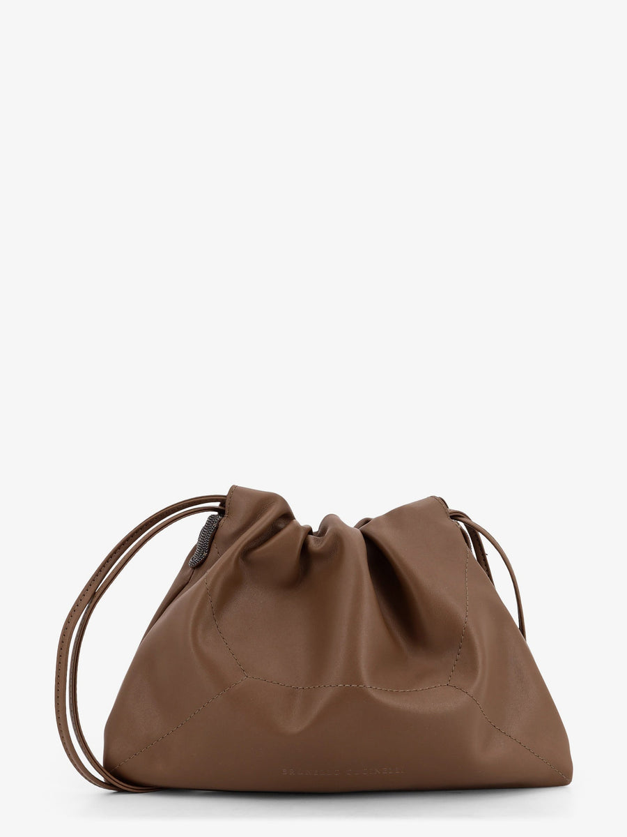 Duo Leather Shoulder Bag Brown