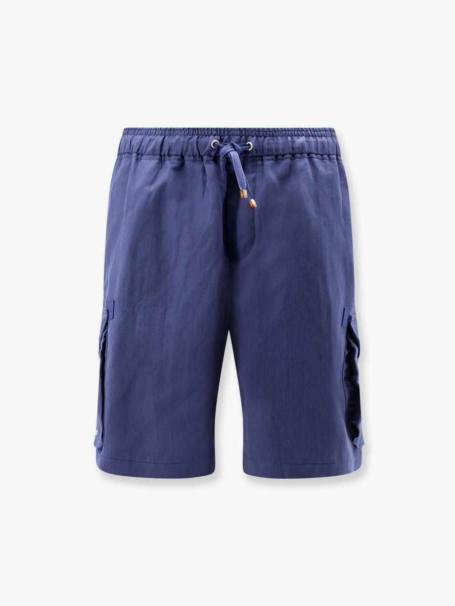 Shorts, Linen And Cotton, Blue
