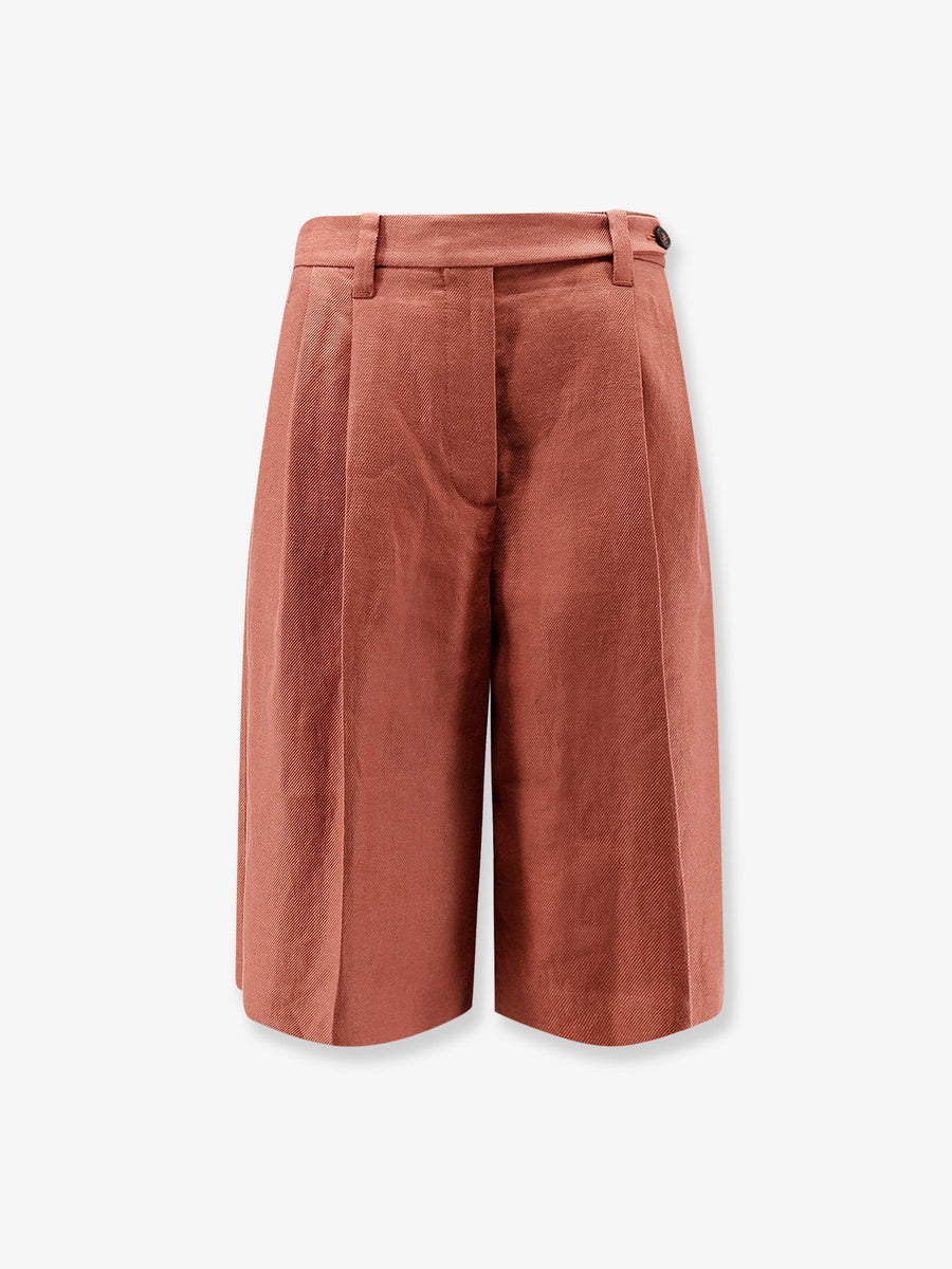 Shorts With Monili Detail Orange Linen